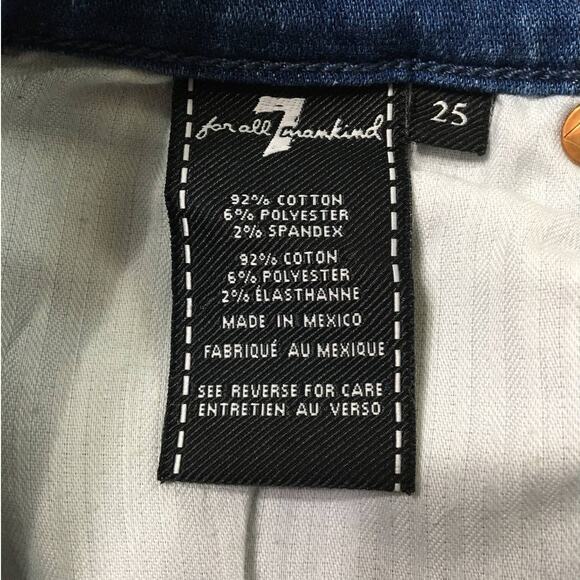 7 For All Mankind The Ankle Skinny Jeans Size 25 (1) Two-Tone Blue Studded - Picture 5 of 5